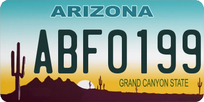 AZ license plate ABF0199