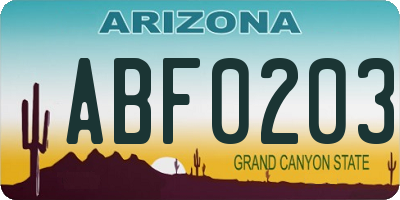 AZ license plate ABF0203