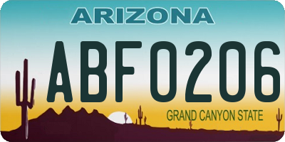AZ license plate ABF0206