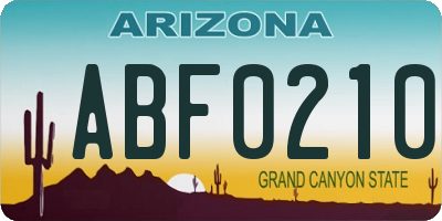 AZ license plate ABF0210