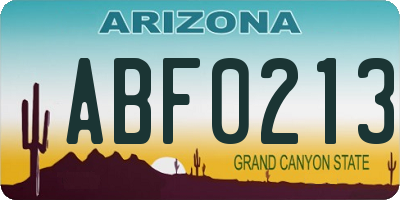 AZ license plate ABF0213