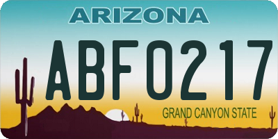AZ license plate ABF0217