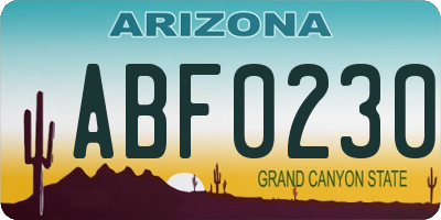 AZ license plate ABF0230
