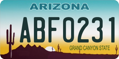 AZ license plate ABF0231