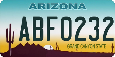 AZ license plate ABF0232