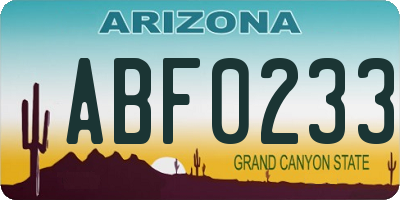 AZ license plate ABF0233