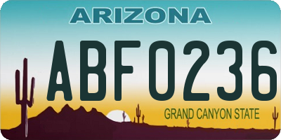 AZ license plate ABF0236
