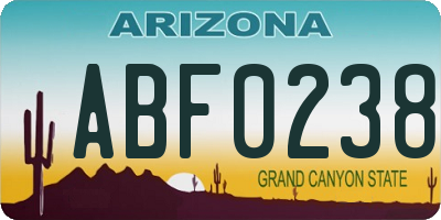 AZ license plate ABF0238