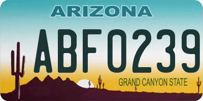 AZ license plate ABF0239
