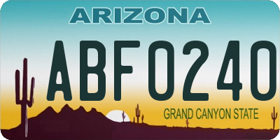 AZ license plate ABF0240