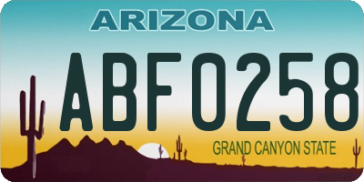 AZ license plate ABF0258