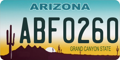 AZ license plate ABF0260
