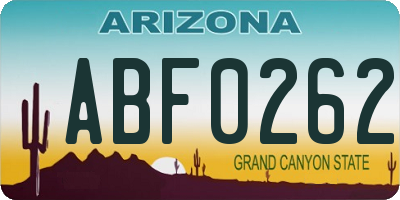 AZ license plate ABF0262