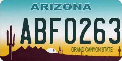 AZ license plate ABF0263