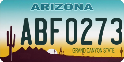 AZ license plate ABF0273