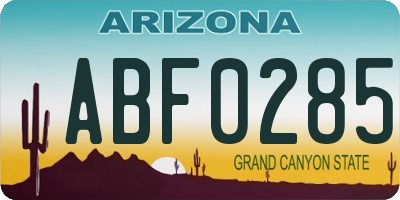 AZ license plate ABF0285