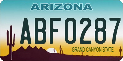 AZ license plate ABF0287