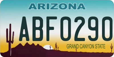 AZ license plate ABF0290