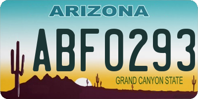 AZ license plate ABF0293