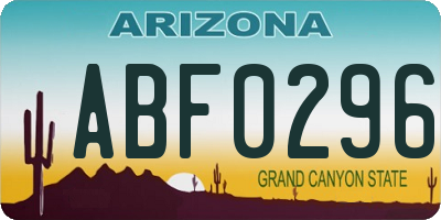 AZ license plate ABF0296