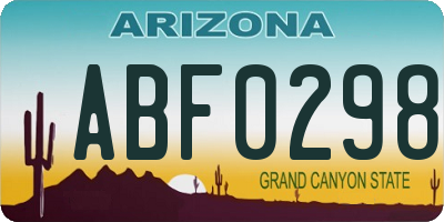 AZ license plate ABF0298