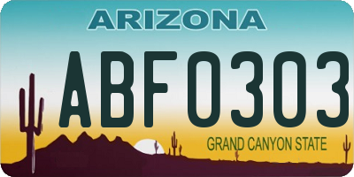 AZ license plate ABF0303