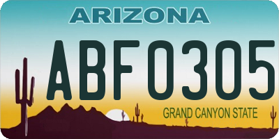 AZ license plate ABF0305
