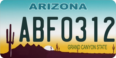 AZ license plate ABF0312