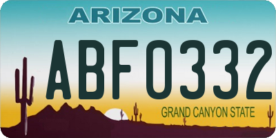 AZ license plate ABF0332
