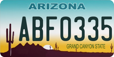 AZ license plate ABF0335