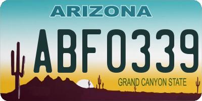 AZ license plate ABF0339