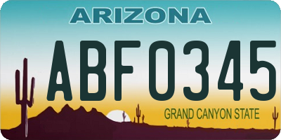 AZ license plate ABF0345