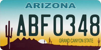 AZ license plate ABF0348