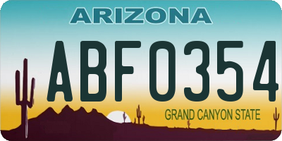 AZ license plate ABF0354