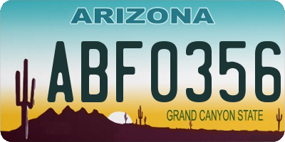 AZ license plate ABF0356