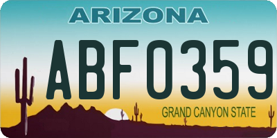 AZ license plate ABF0359