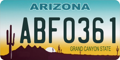 AZ license plate ABF0361