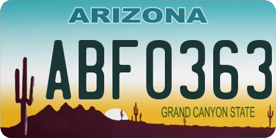 AZ license plate ABF0363