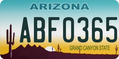 AZ license plate ABF0365