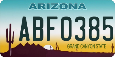 AZ license plate ABF0385