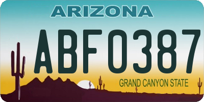 AZ license plate ABF0387