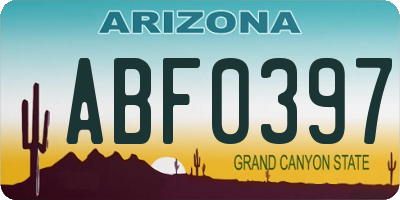AZ license plate ABF0397