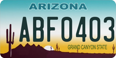 AZ license plate ABF0403