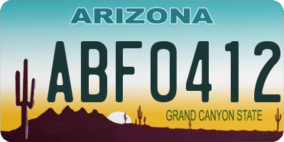 AZ license plate ABF0412