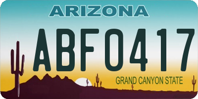 AZ license plate ABF0417