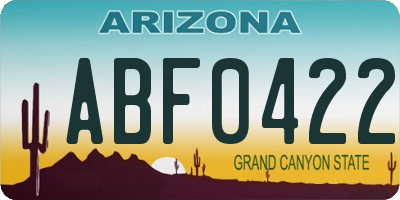 AZ license plate ABF0422