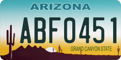 AZ license plate ABF0451
