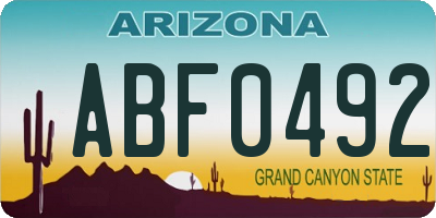AZ license plate ABF0492