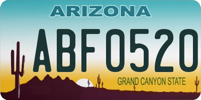 AZ license plate ABF0520