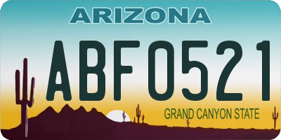 AZ license plate ABF0521